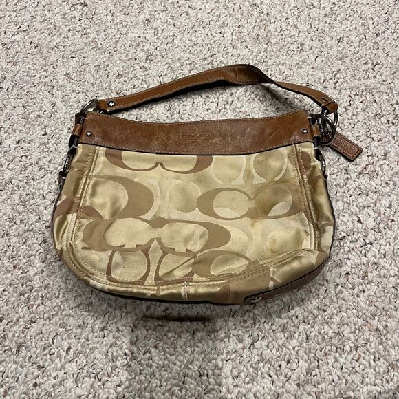 Coach Zoe Signature Hobo Bag Brown Gold F14711 - Picture 1 of 9